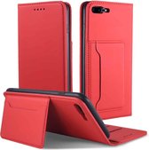 Voor iPhone 8 Plus / 7 Plus Sterk magnetisme Schokbestendig Horizontaal Flip Vloeistofgevoel lederen tas met houder & kaartsleuven en portemonnee (rood)