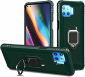 Voor Motorola Moto G 5G Plus koolstofvezel beschermhoes met 360 graden roterende ringhouder (groen)