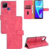 Voor OPPO Realme C15 Effen Kleur Huidgevoel Magnetische Gesp Horizontale Flip Kalfsstructuur PU Lederen Case met Houder & Kaartsleuven & Portemonnee (Rose Rood)