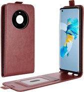 Voor Huawei Mate 40 R64 Textuur Enkele Verticale Flip Lederen Beschermhoes met Kaartsleuven & Fotolijst (Bruin)