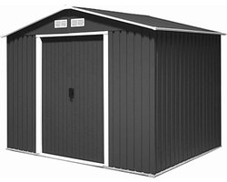 Metalen tuinhuisje (13,5 m3) antraciet hoog groot berging schuur HxBxD: 202x258x258cm