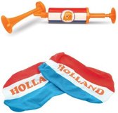 Autospiegelhoesjes (2 stuks) + Toeter - Holland - Oranje Leeuw - Voetbal - Nederlands Elftal - autohoes - luchttoeter