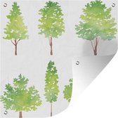 Aquarelle illustration arbres jardin affiche toile en vrac 100x100 cm - toile de jardin / toile d'extérieur / Peintures pour l'extérieur (décoration de jardin)