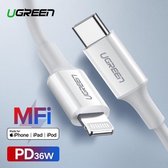 UGREEN - USB Type-C naar Lightning (MFI) kabel Max 36W 1.5m - Wit