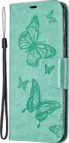 Xiaomi Redmi 9 Hoesje - Mobigear - Butterfly Serie - Kunstlederen Bookcase - Turquoise - Hoesje Geschikt Voor Xiaomi Redmi 9
