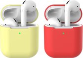 2 beschermhoesjes voor Apple Airpods - Geel & Rood - Siliconen case geschikt voor Apple Airpods 1 & 2