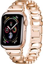 Geschikt voor Apple Watch bandje 38 / 40 / 41 mm - Series 1 2 3 4 5 6 7 8 SE - Smartwatch iWatch horloge band - 38mm 40mm 41mm - Fungus - RVS metaal - Rosegoud - Ovaal