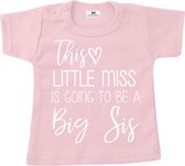 Shirt grote zus-roze-wit-This little miss-Maat 104