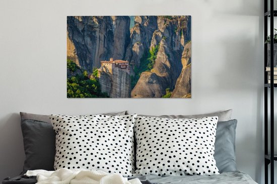Les monastères des Météores au milieu des montagnes de Grèce Toile 60x40 cm - Tirage photo sur toile (Décoration murale salon / chambre)