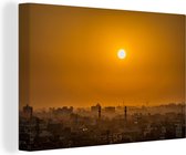 Canvas Schilderij Skyline bij Jaipur in India bij zonsondergang - 30x20 cm - Wanddecoratie