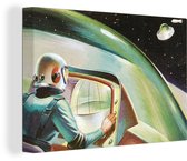 Une illustration colorée d'un OVNI dans l'espace toile 60x40 cm - Tirage photo sur toile (Décoration murale salon / chambre)