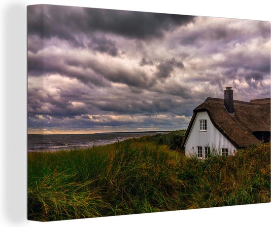 Maison dans les dunes au bord de la mer Baltique toile 140x90 cm - Tirage photo sur toile (Décoration murale salon / chambre) / Mer et plage