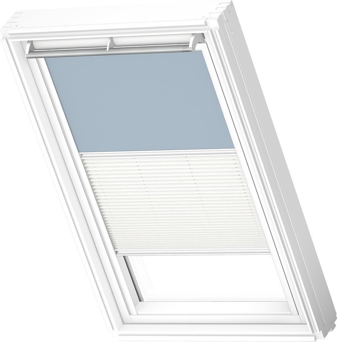 VELUX Origineel Verduisterend Rolgordijn Plus Plissé (DFD) Wit Kozijn, MK04, Light Blue