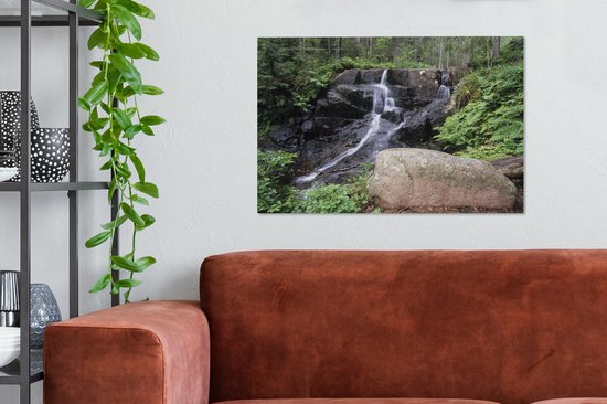 Cascade dans les bois du parc national de Skuleskogen en Suède Toile 90x60 cm - Tirage photo sur toile (décoration murale salon / chambre)