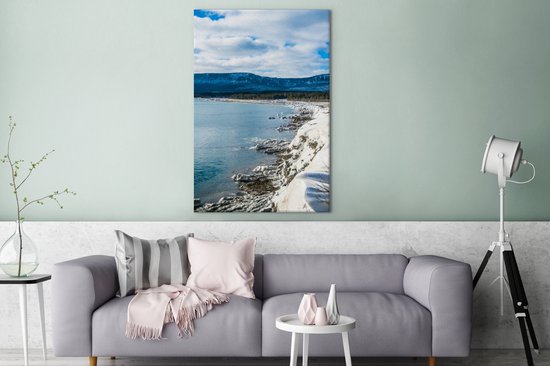 Kustlijn van het Nationaal park Forillon in Noord-Amerika Canvas 90x140 cm - Foto print op Canvas schilderij (Wanddecoratie woonkamer / slaapkamer)