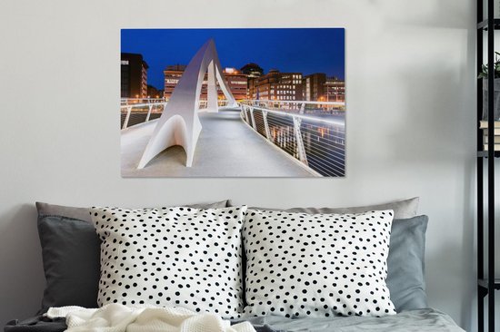 Lever de soleil sur le pont de Tradeston sur la rivière Clyde à Glasgow Toile 90x60 cm - Tirage photo sur toile peinture (Décoration murale salon / chambre) / villes européennes Peintures sur toile
