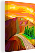 Canvas Schilderij Berglandschap op een olieverfschilderij - 30x40 cm - Wanddecoratie