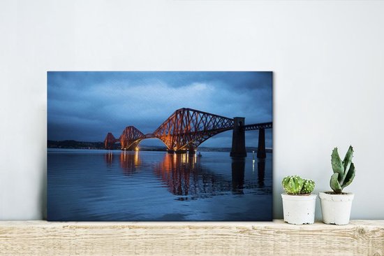 De Forth Bridge bij Fife in het Verenigd Koninkrijk Canvas 30x20 cm - Foto print op Canvas schilderij (Wanddecoratie woonkamer / slaapkamer)