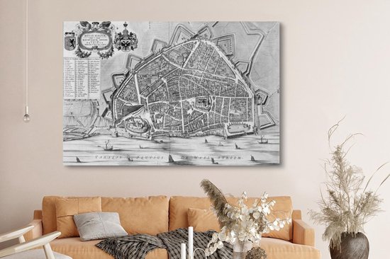 Peintures sur toile - Plan de la ville - Nijmegen - Antique - 150x100 cm - Décoration murale