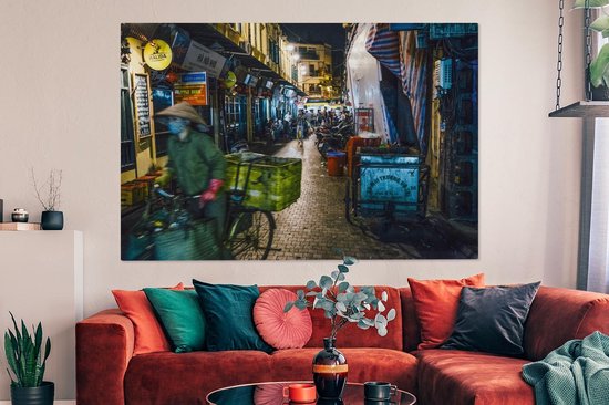 Le vieux quartier de Hanoi Vietnam Toile 180x120 cm - Tirage photo sur toile (Décoration murale salon / chambre) XXL / Groot format!
