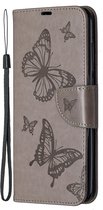 Xiaomi Redmi Note 9 Hoesje - Mobigear - Butterfly Serie - Kunstlederen Bookcase - Grijs - Hoesje Geschikt Voor Xiaomi Redmi Note 9