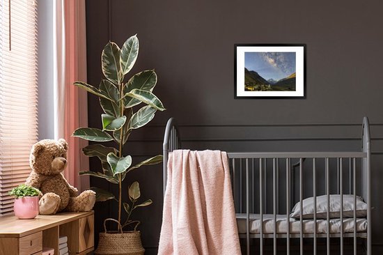 Affiche avec cadre Voie lactée sur la face nord du mont. Monastère Everest et Rongbuk, Tibet - 40x30 cm