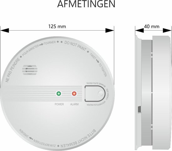 ELRO 230V Rookmelder FS1110P - Aan te sluiten op het lichtnet - met 10 jaar back-up batterij - Voldoet aan Bouwbesluit