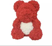 Rozen teddybeer van rood en wit kunst rozen 40cm Valentijnsdag/Moederdag/Verjaardag rosebear/Geboorte/Inclusief Giftbox