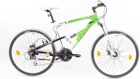 Pumper - Mountainbike 26 inch - Fiets met 18 versnellingen Wit/Groen -... | bol.com