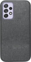 - ADEL Siliconen Back Cover Softcase Hoesje Geschikt voor Samsung Galaxy A52(s) (5G/ 4G) - Stoffen Textiel Grijs