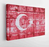 Flag of the Turkey on the grunge concrete wall  - Modern Art Canvas - Horizontal - 620070017 - 115*75 Horizontal