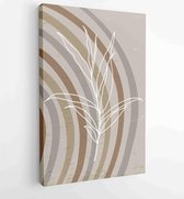 Botanical and golden line wall art vector set. Earth tone boho foliage line art drawing with abstract shape. 1 - Moderne schilderijen – Vertical –  1827852719 - 80*60 Vertical