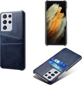 Samsung Galaxy S21 Plus (S21+) hoesje - MobyDefend Lederen Backcover Met Vakjes Voor Pasjes - Blauw - GSM Hoesje - Telefoonhoesje Geschikt Voor Samsung Galaxy S21 Plus (S21+)