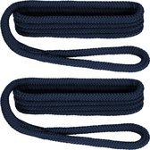 Tofun Marine - Gevlochten donkerblauwe fenderlijn met oogsplits - 2 m x 8 mm - 2 stuks