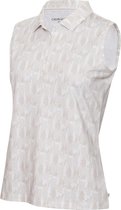 Dames Sleeveless Polo Print/White/Fossil