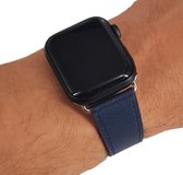 Geschikt voor Apple Watch bandje 38 / 40 / 41 mm - Series 1 2 3 4 5 6 7 SE - Smartwatch iWatch horloge band - 38mm 40mm 41mm - Fungus - PU Leer - Indigo - Net