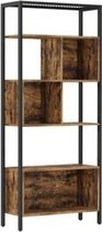 Segenn's Zibo Boekenkast - boekenrek - boekenplank - hout boekenkast - industrieel design - Vintage Bruin-zwart -  74 x 29,6 x 170 cm (lxbxh)
