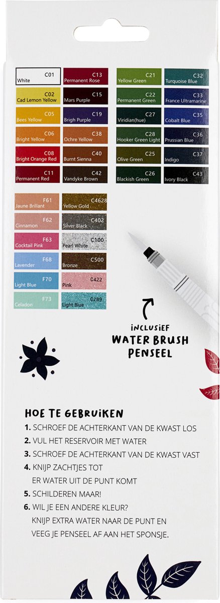 Aquarelverf Set met 36 Kleuren - Met Waterbrush en Spons - Waterverf - Schilderen - Handlettering - Brush Pennen — afbeelding 8