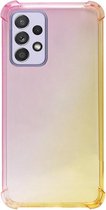 - ADEL Siliconen Back Cover Softcase Hoesje Geschikt voor Samsung Galaxy A72 - Kleurovergang Roze Geel