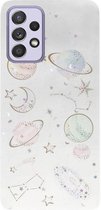- ADEL Siliconen Back Cover Softcase Hoesje Geschikt voor Samsung Galaxy A72 - Ruimte Heelal Bling Glitter Doorzichtig