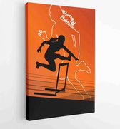 Active women girl sport athletics hurdles barrier running silhouettes illustration - Moderne schilderijen - Vertical - 257547583 - 80*60 Vertical