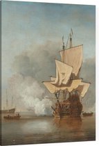 Het kanonschot, Willem van de Velde - Foto op Canvas - 75 x 100 cm