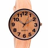 Horloge houtlook-bruin- 4 cm-Charme Bijoux