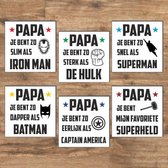 Super papa hardboard onderzetters cadeau set van 6 stuks