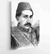 Abdulhamid II portrait, Ottoman sultan from 1876 to 1909 - Moderne schilderijen - Vertical - 1228885312 - 40-30 Vertical