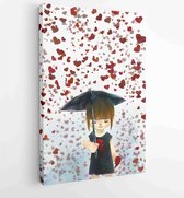 Digital art painting set of cute boy and girl, valentine's day, love card, acrylic on canvas texture. - Moderne schilderijen - Vertical - 1916262308 - 115*75 Vertical