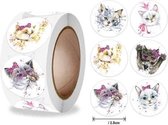 Sluitsticker - Sluitzegel – Dieren | Kat – Poes Met strikjes /lintjes / zonnebril | Dier - Animals | Kaart - Envelop | Envelop stickers | Cadeau - Gift - Cadeauzakje - Traktatie | Leuk inpakken | Beloning Kinderen | Meisjes | DH Collection