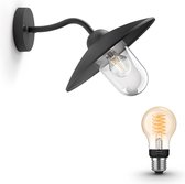 Philips Mygarden Hammock Wandlamp Buiten - Muurlamp - Tuinverlichting LED Buiten - Buitenlamp - Incl. Philips Hue White Filament Standaarlamp E27 - Zwart
