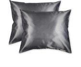 Beauty Pillow® Original - Satijnen Kussenslopen - Voordeelset - Duo Pack - Antracite - 60x70 cm