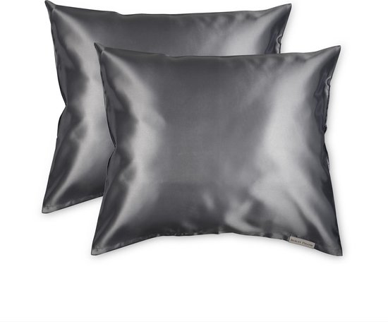Beauty Pillow® - Satijnen Kussenslopen - Voordeelset - Duo Pack - 60x70 cm - Antracite